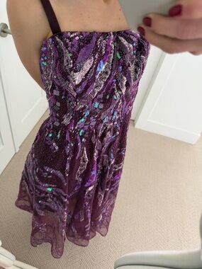 Dress the Population Purple Sequin Midi Dress